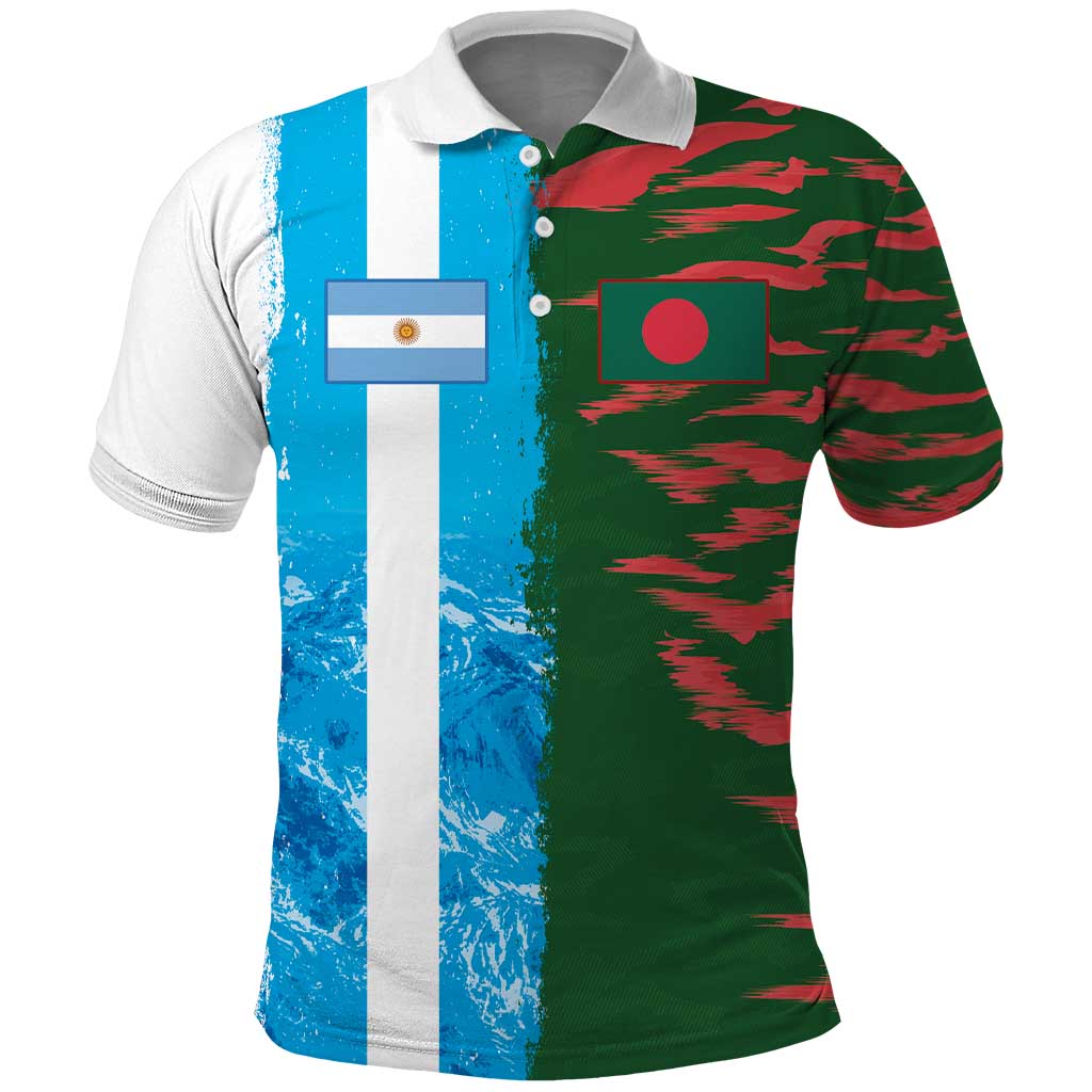 Custom Bangladesh and Argentina Football Half Style Polo Shirt