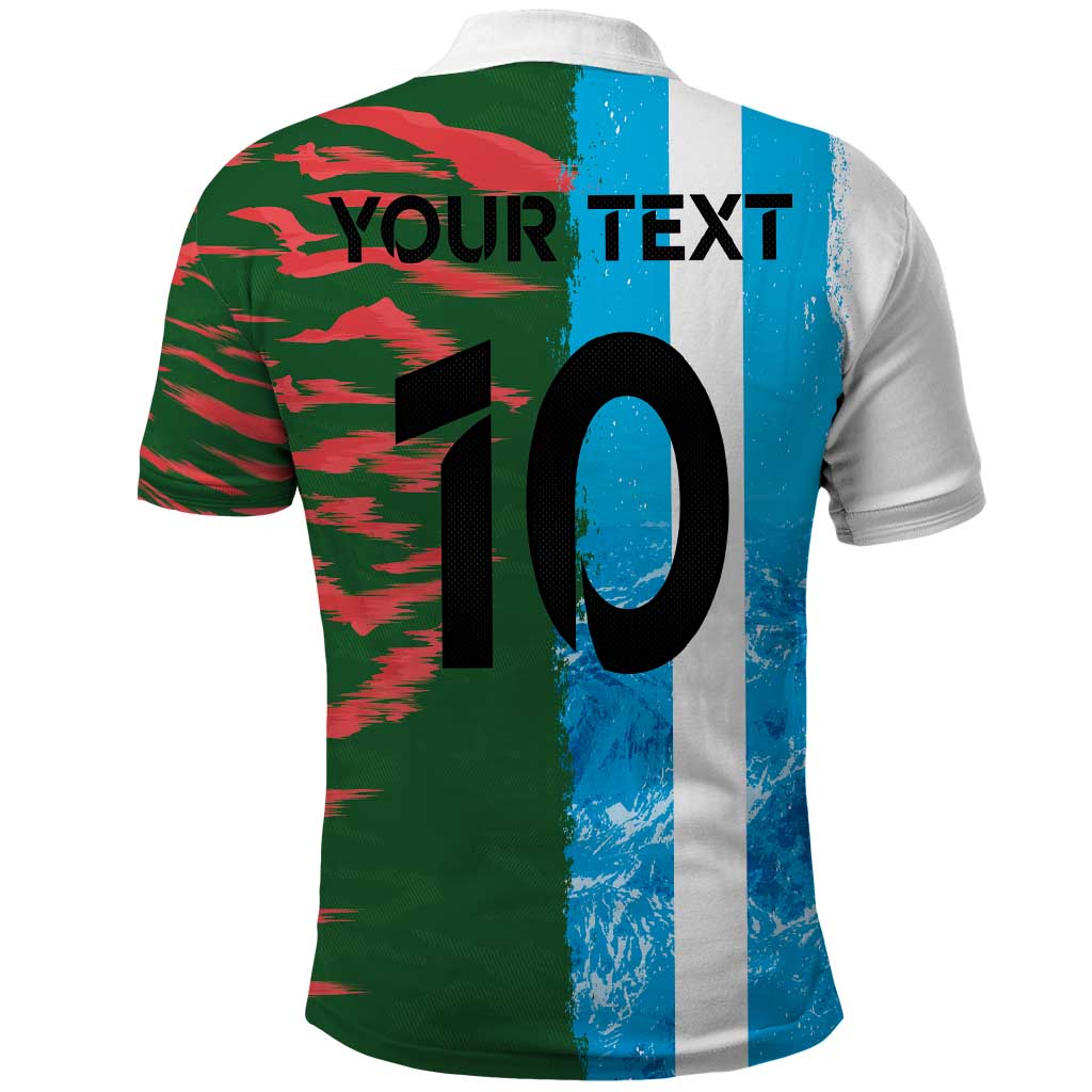 Custom Bangladesh and Argentina Football Half Style Polo Shirt