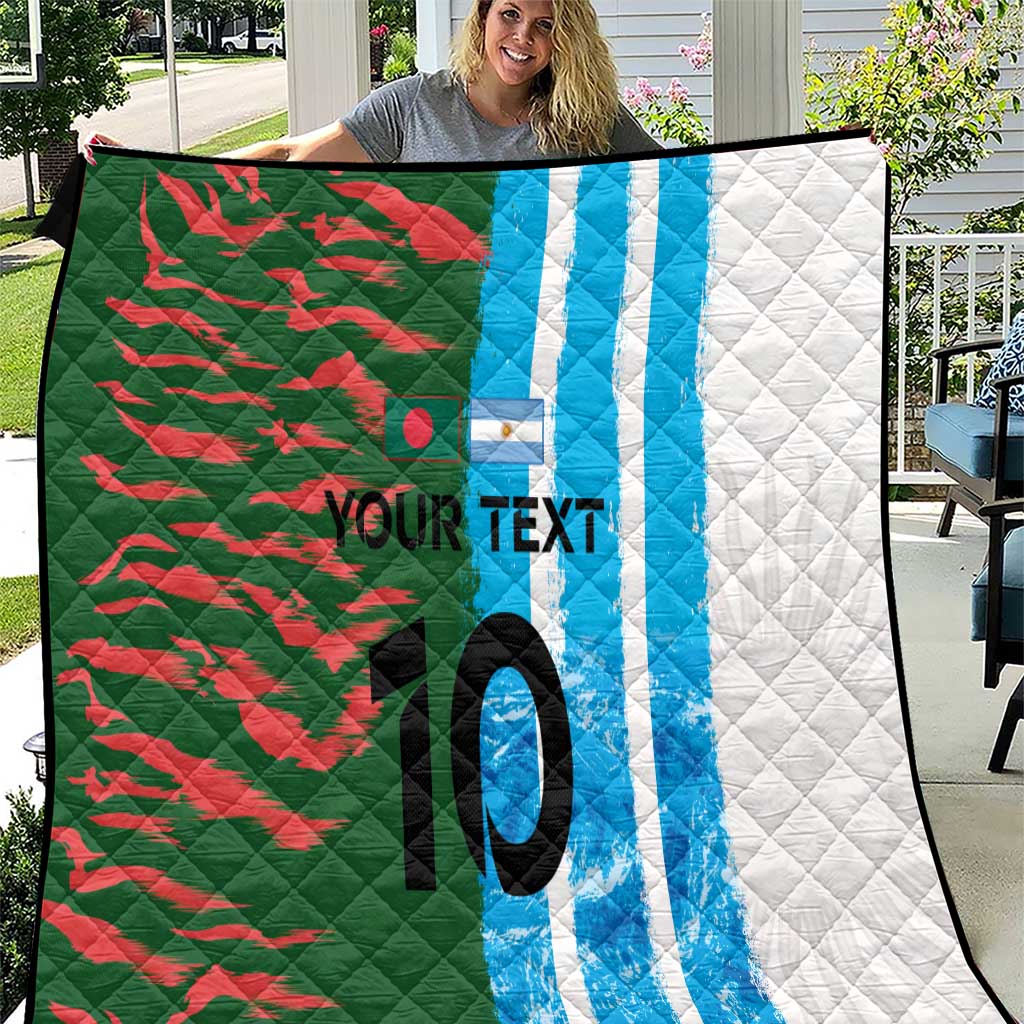 Custom Bangladesh and Argentina Football Half Style Quilt