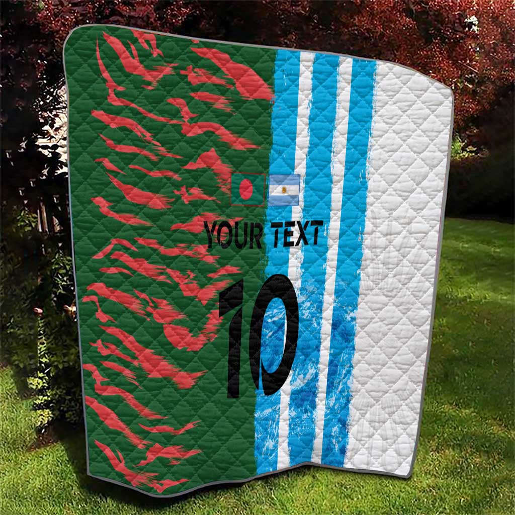 Custom Bangladesh and Argentina Football Half Style Quilt