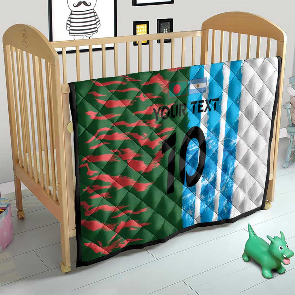 Custom Bangladesh and Argentina Football Half Style Quilt