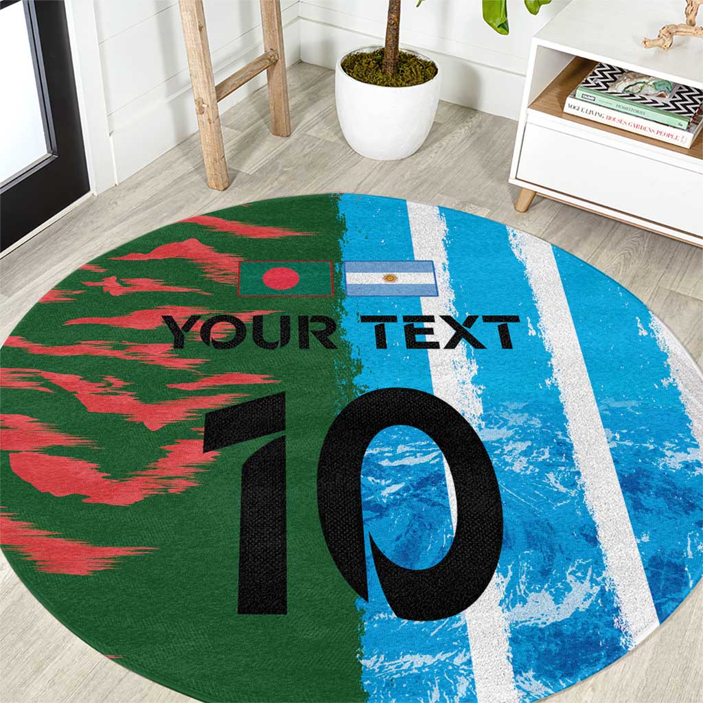 Custom Bangladesh and Argentina Football Half Style Round Carpet