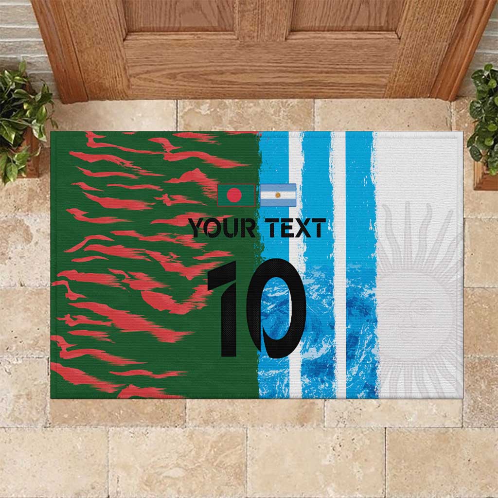 Custom Bangladesh and Argentina Football Half Style Rubber Doormat