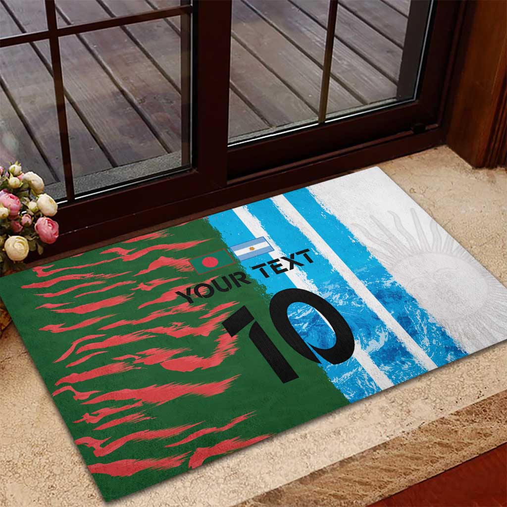 Custom Bangladesh and Argentina Football Half Style Rubber Doormat