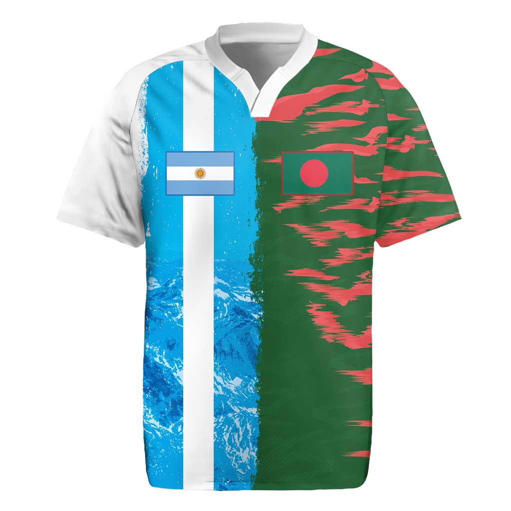 Custom Bangladesh and Argentina Football Half Style Rugby Jersey