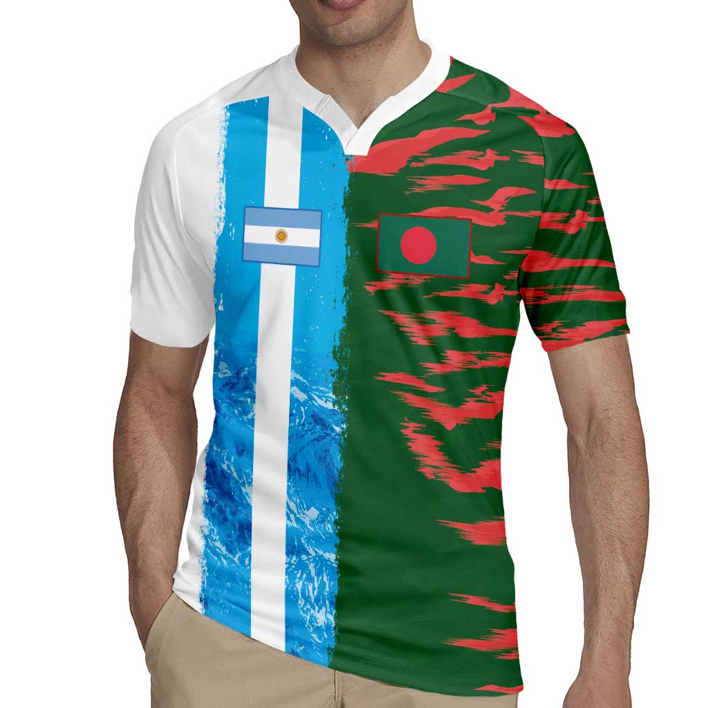 Custom Bangladesh and Argentina Football Half Style Rugby Jersey