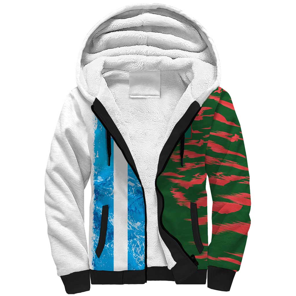 Custom Bangladesh and Argentina Football Half Style Sherpa Hoodie
