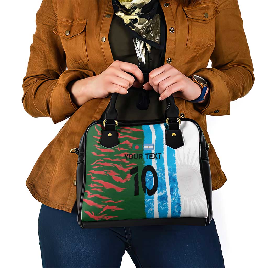 Custom Bangladesh and Argentina Football Half Style Shoulder Handbag