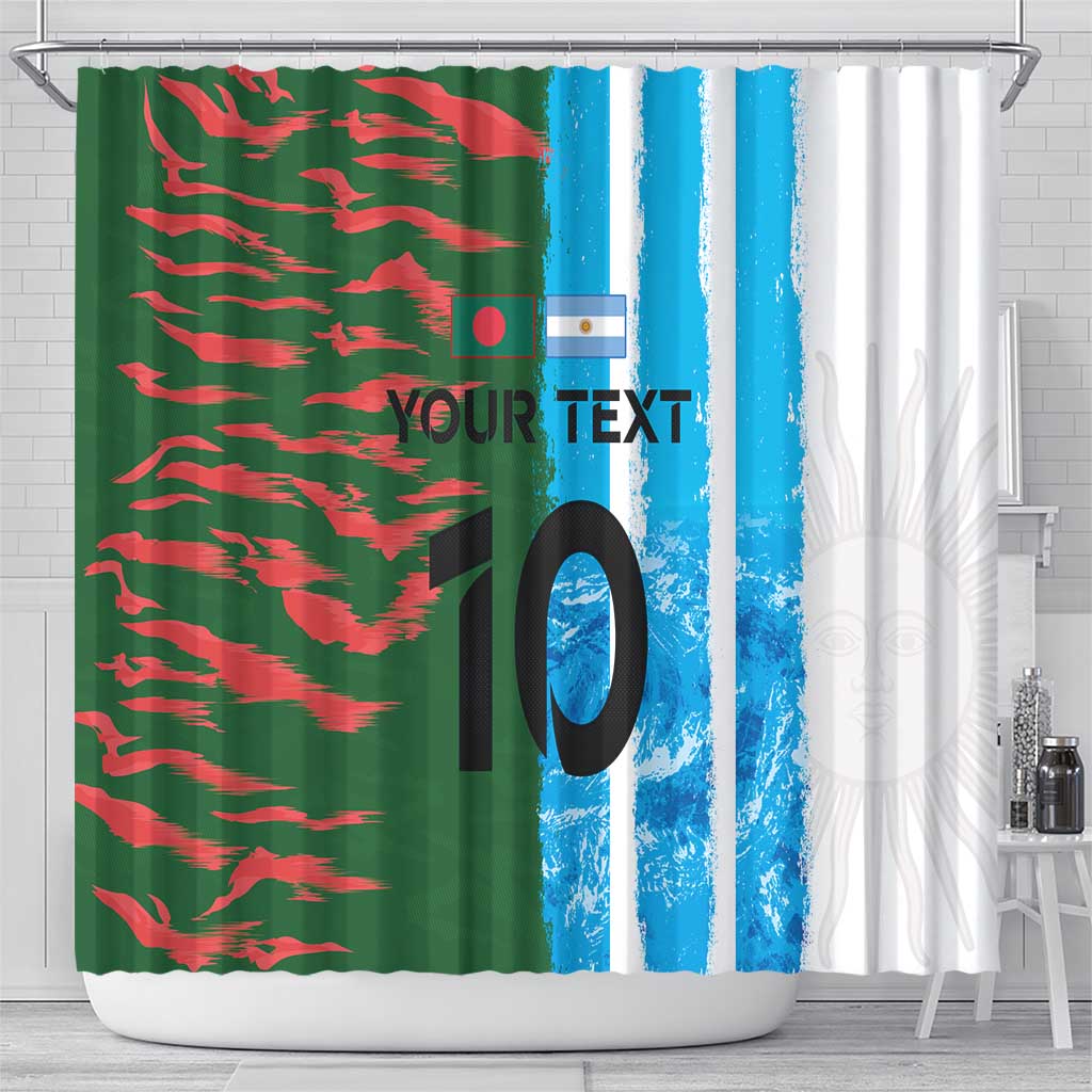 Custom Bangladesh and Argentina Football Half Style Shower Curtain