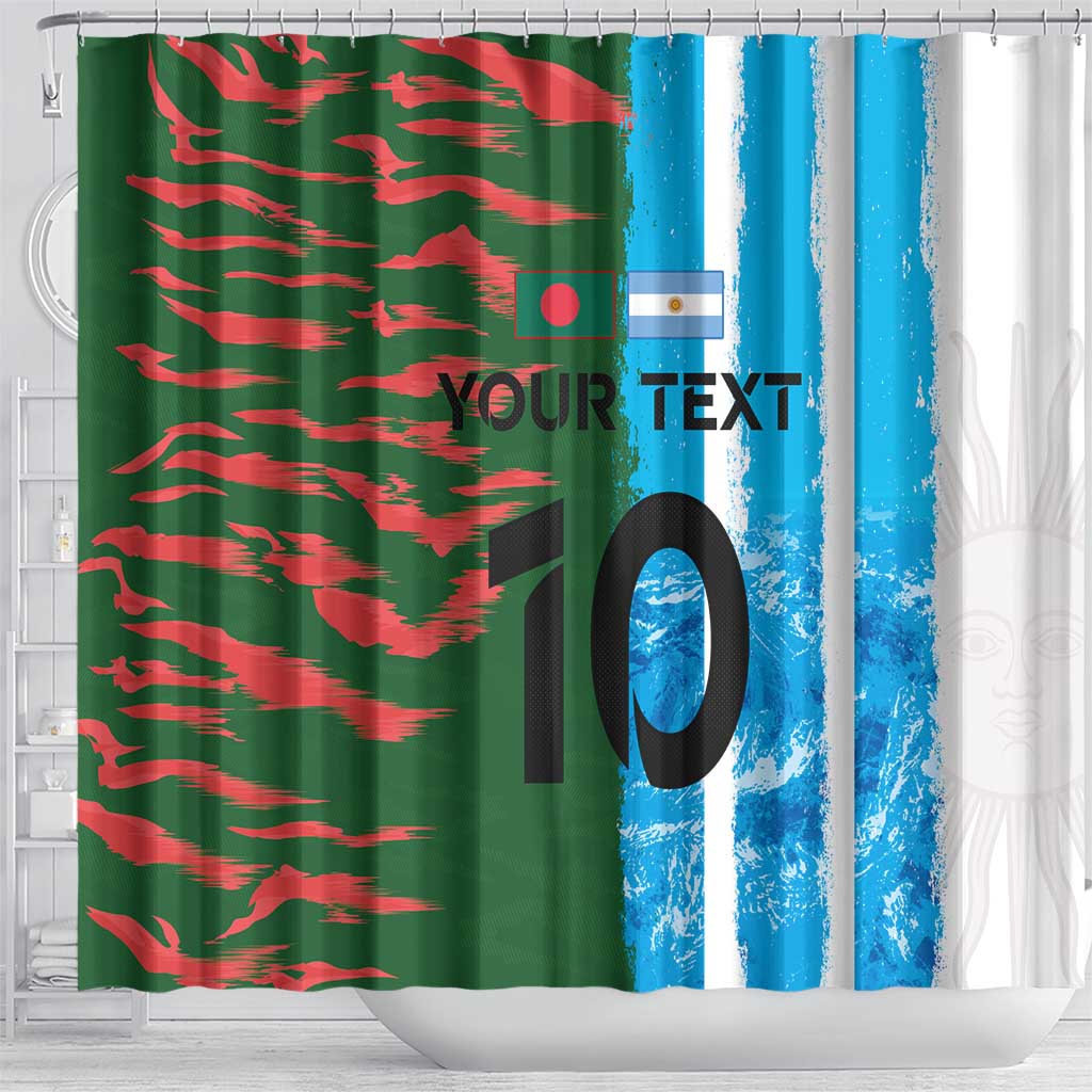Custom Bangladesh and Argentina Football Half Style Shower Curtain