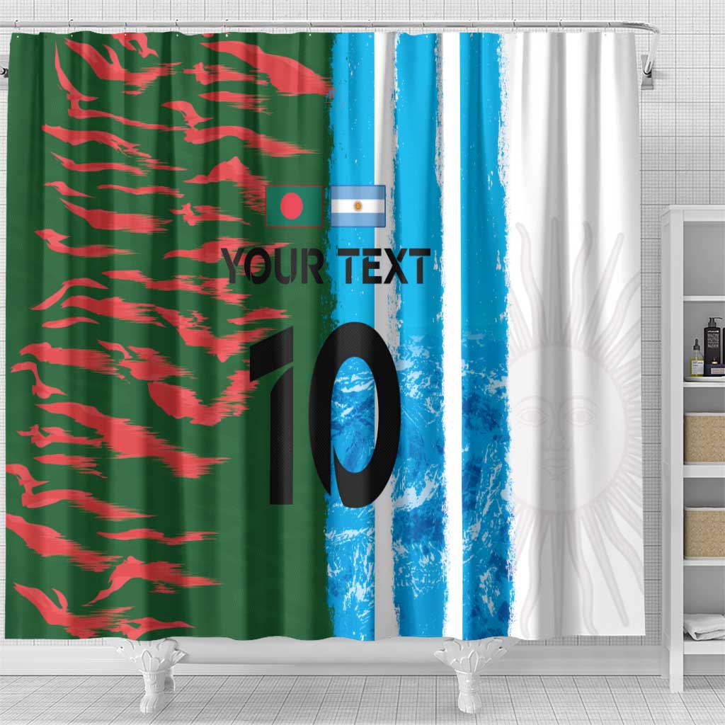 Custom Bangladesh and Argentina Football Half Style Shower Curtain