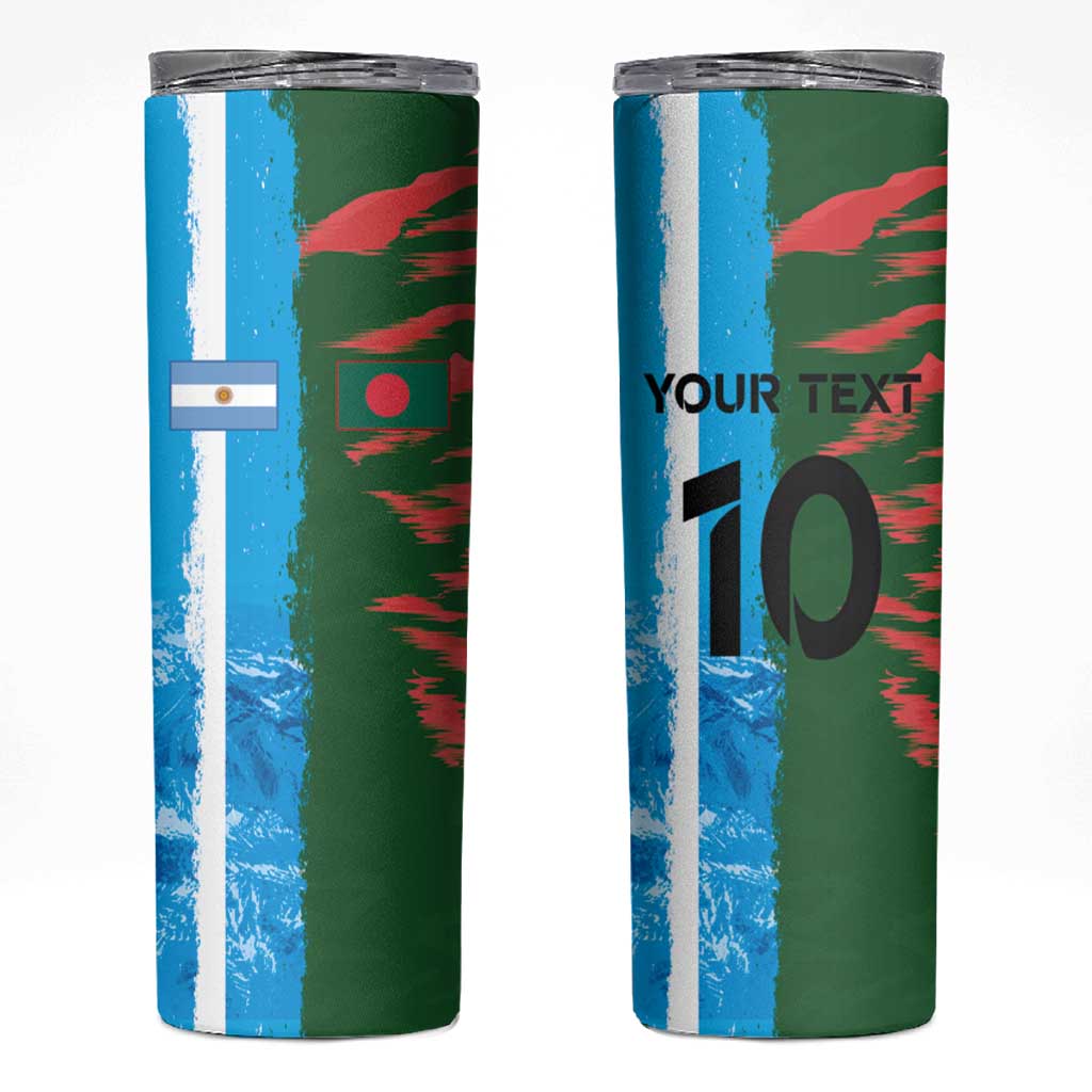 Custom Bangladesh and Argentina Football Half Style Skinny Tumbler