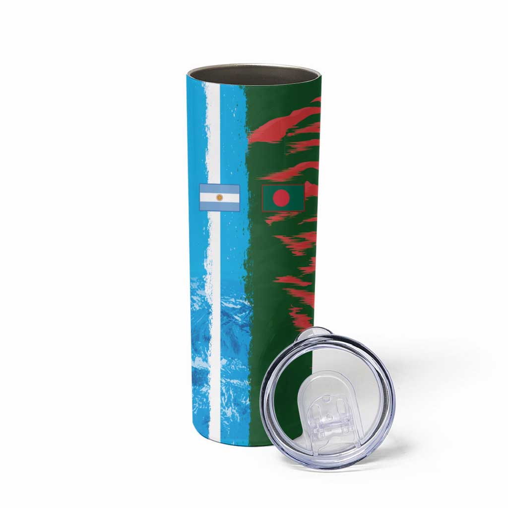 Custom Bangladesh and Argentina Football Half Style Skinny Tumbler