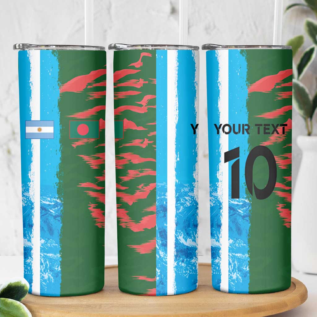 Custom Bangladesh and Argentina Football Half Style Skinny Tumbler