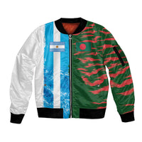 Custom Bangladesh and Argentina Football Half Style Sleeve Zip Bomber Jacket