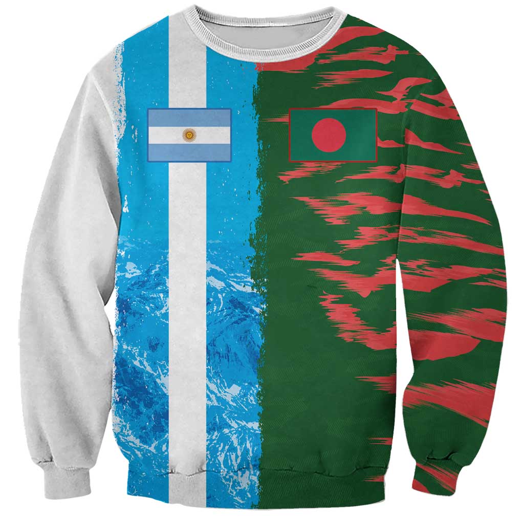 Custom Bangladesh and Argentina Football Half Style Sweatshirt
