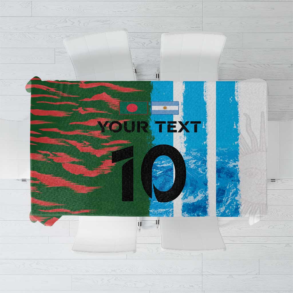 Custom Bangladesh and Argentina Football Half Style Tablecloth