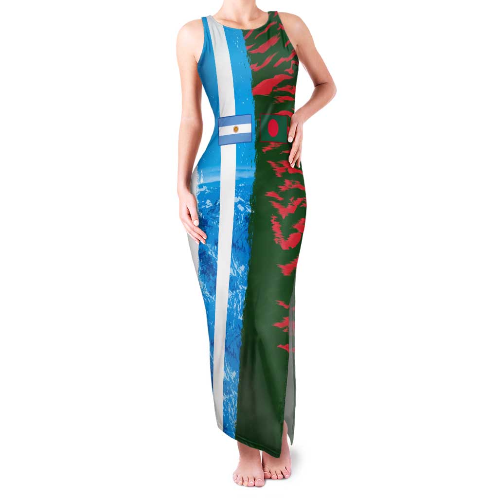 Custom Bangladesh and Argentina Football Half Style Tank Maxi Dress