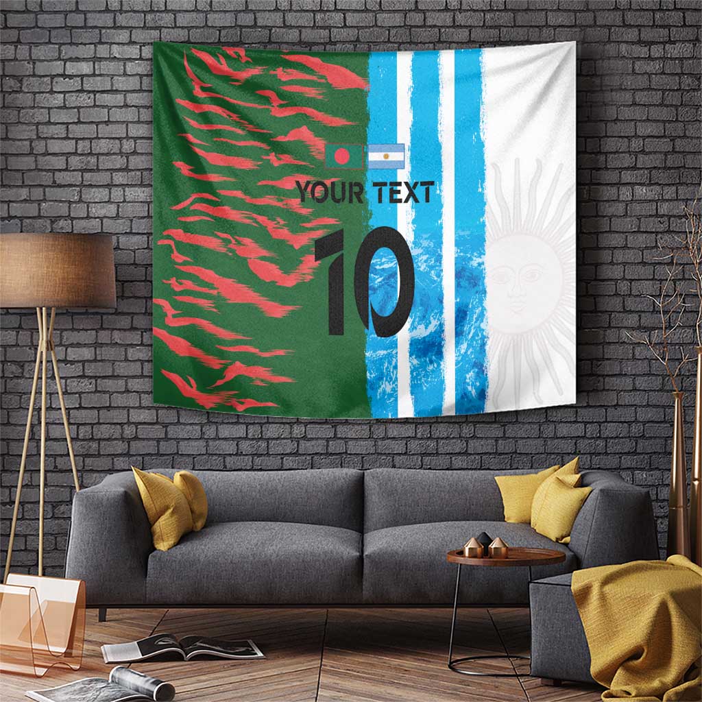 Custom Bangladesh and Argentina Football Half Style Tapestry