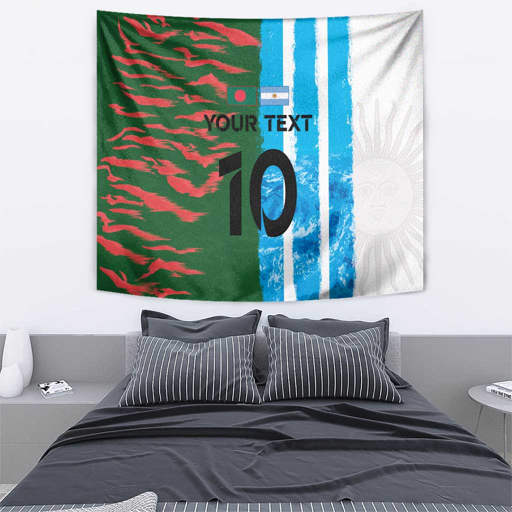 Custom Bangladesh and Argentina Football Half Style Tapestry