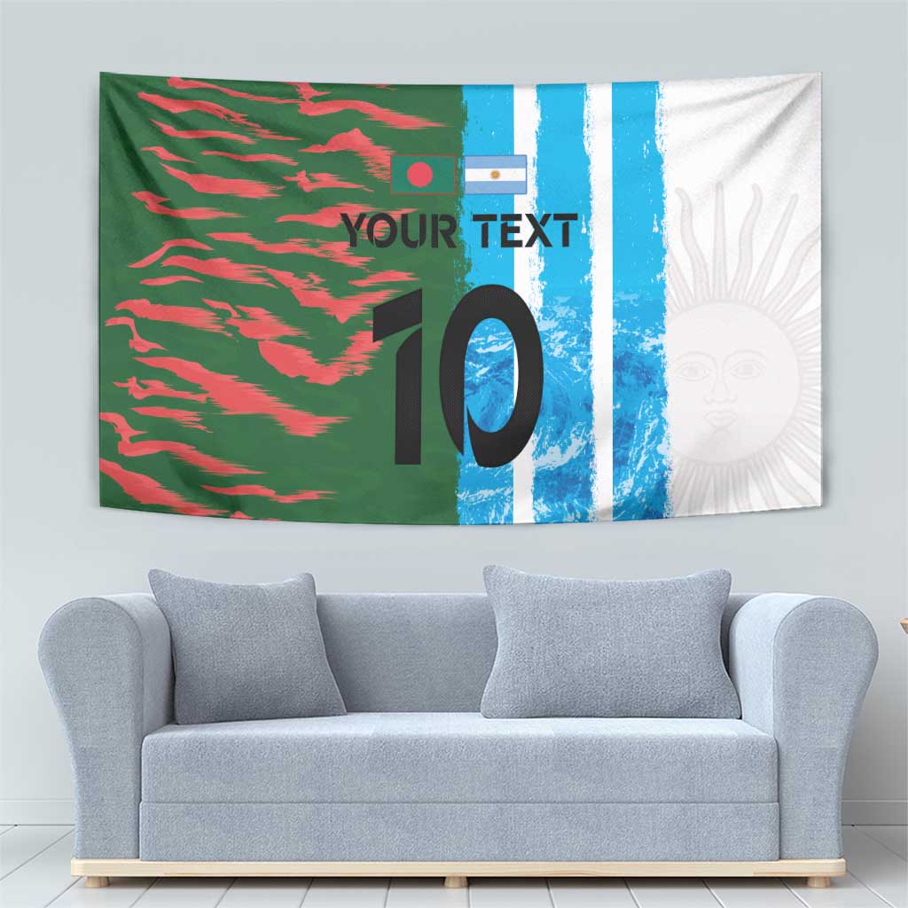 Custom Bangladesh and Argentina Football Half Style Tapestry