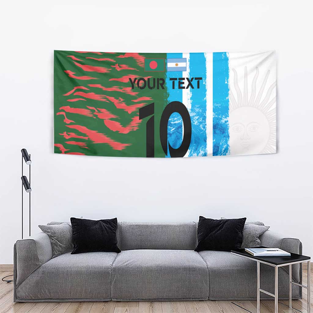 Custom Bangladesh and Argentina Football Half Style Tapestry