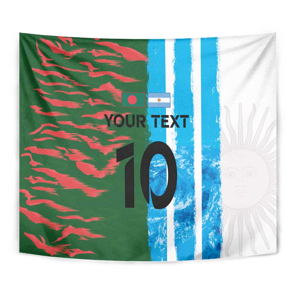Custom Bangladesh and Argentina Football Half Style Tapestry