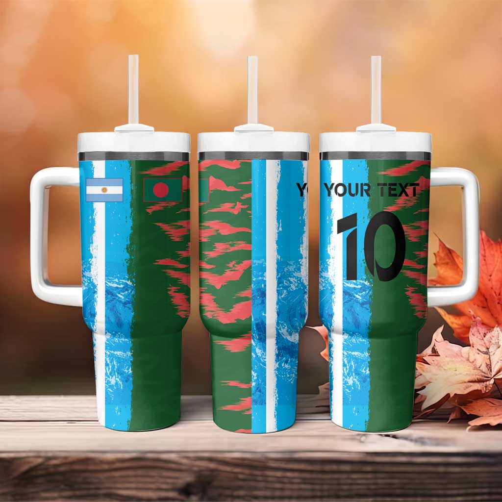 Custom Bangladesh and Argentina Football Half Style Tumbler With Handle