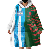 Custom Bangladesh and Argentina Football Half Style Wearable Blanket Hoodie