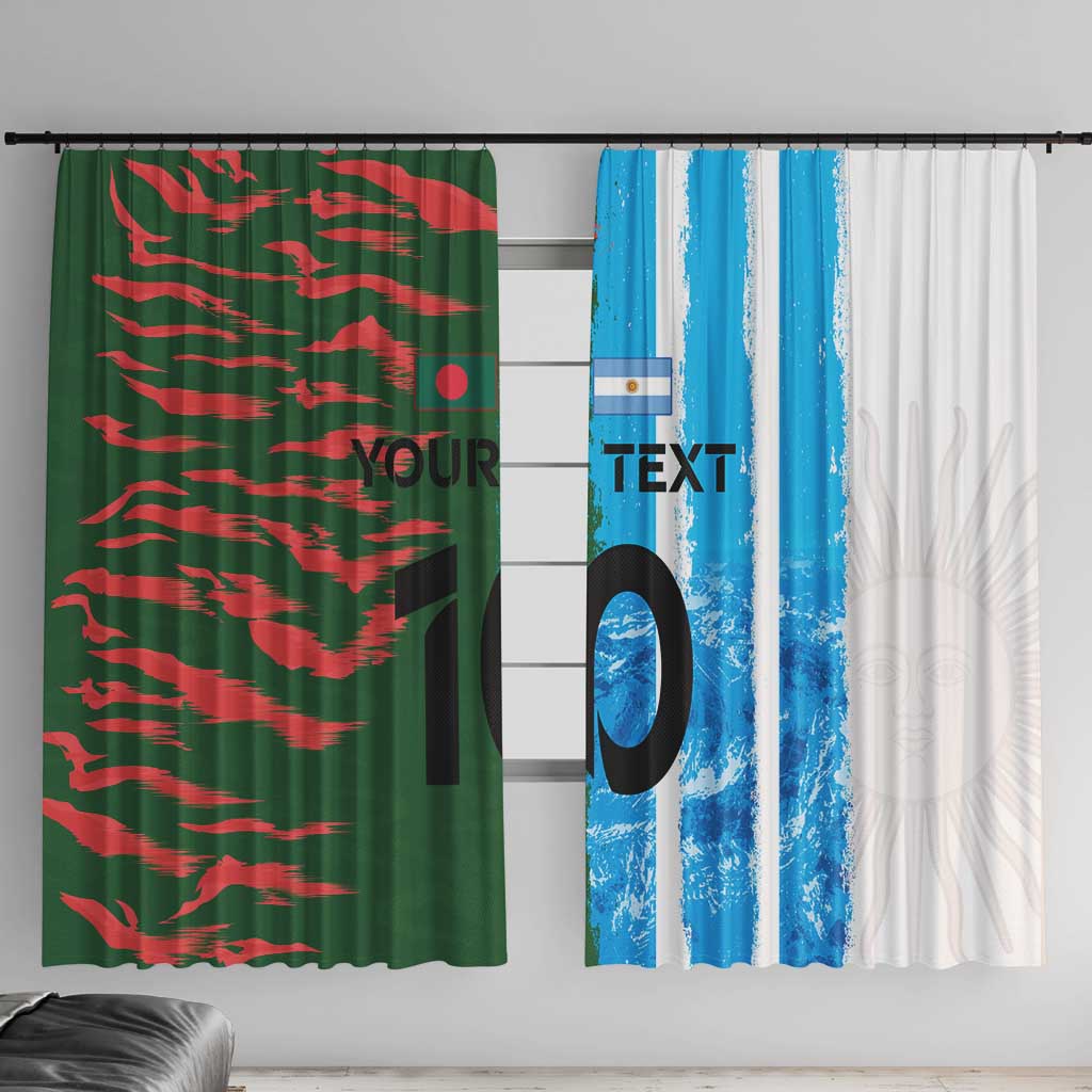 Custom Bangladesh and Argentina Football Half Style Window Curtain