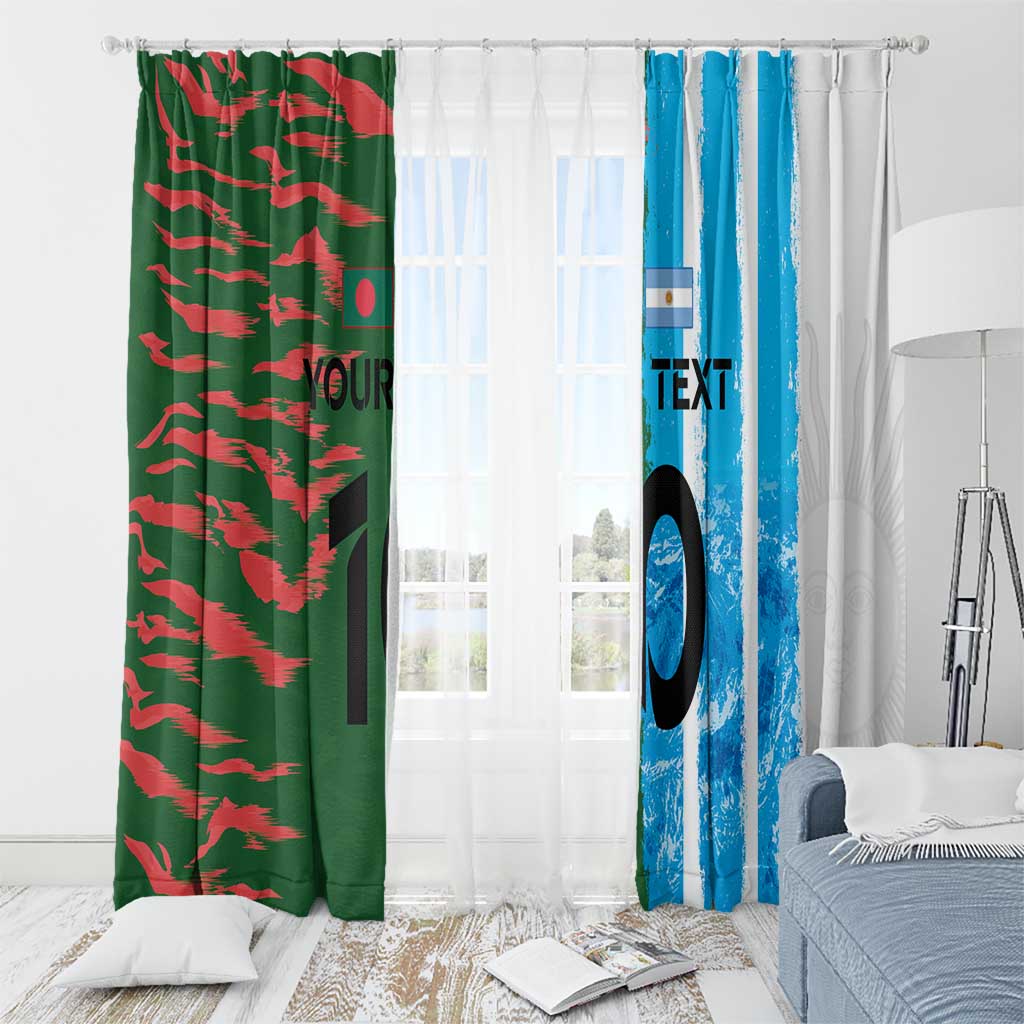 Custom Bangladesh and Argentina Football Half Style Window Curtain