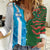 Custom Bangladesh and Argentina Football Half Style Women Casual Shirt