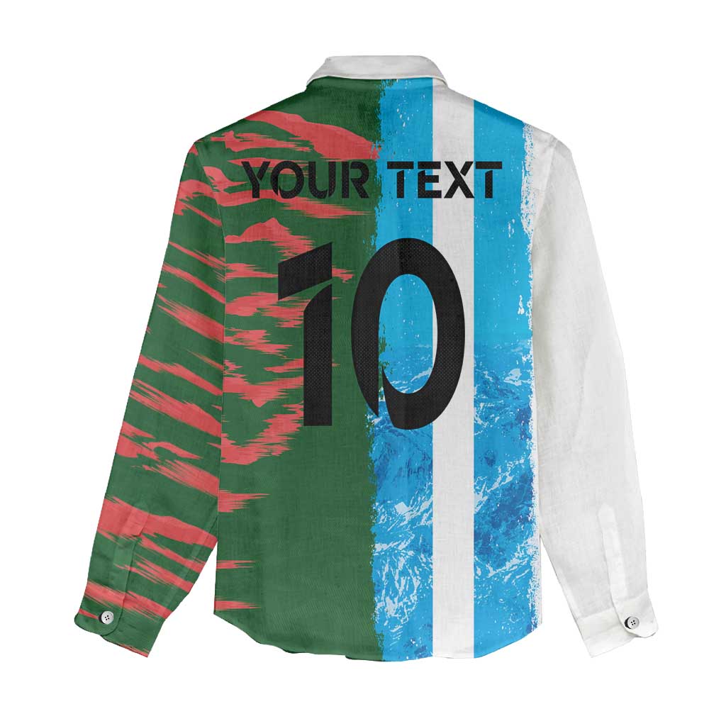 Custom Bangladesh and Argentina Football Half Style Women Casual Shirt