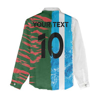 Custom Bangladesh and Argentina Football Half Style Women Casual Shirt