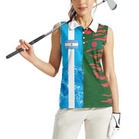 Custom Bangladesh and Argentina Football Half Style Women Sleeveless Polo Shirt