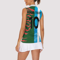 Custom Bangladesh and Argentina Football Half Style Women Sleeveless Polo Shirt
