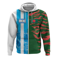 Custom Bangladesh and Argentina Football Half Style Zip Hoodie