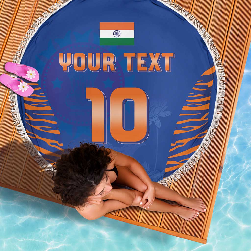 Custom Indian Bengal Tiger Cricket Beach Blanket