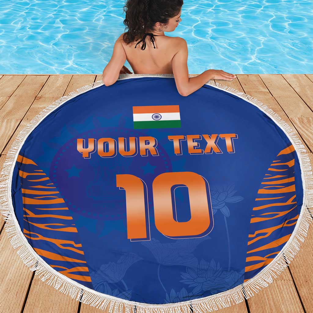 Custom Indian Bengal Tiger Cricket Beach Blanket