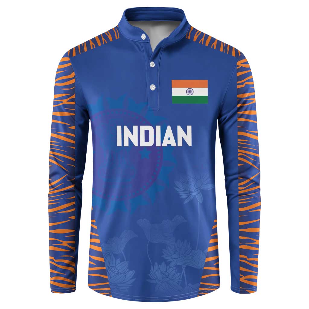 Custom Indian Bengal Tiger Cricket Button Sweatshirt