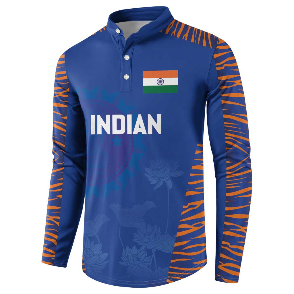 Custom Indian Bengal Tiger Cricket Button Sweatshirt