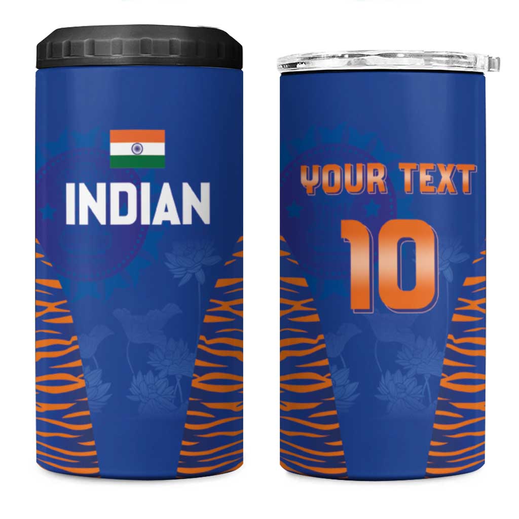 Custom Indian Bengal Tiger Cricket 4 in 1 Can Cooler Tumbler