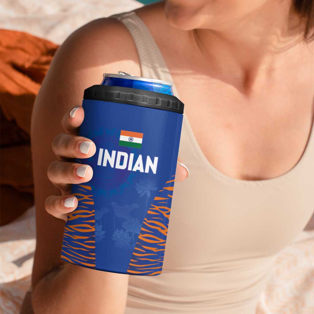 Custom Indian Bengal Tiger Cricket 4 in 1 Can Cooler Tumbler