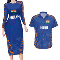 Custom Indian Bengal Tiger Cricket Couples Matching Long Sleeve Bodycon Dress and Hawaiian Shirt