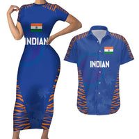 Custom Indian Bengal Tiger Cricket Couples Matching Short Sleeve Bodycon Dress and Hawaiian Shirt