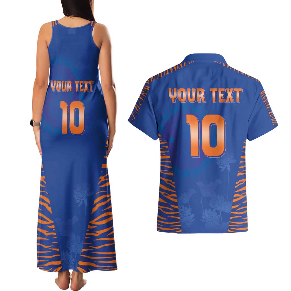 Custom Indian Bengal Tiger Cricket Couples Matching Tank Maxi Dress and Hawaiian Shirt