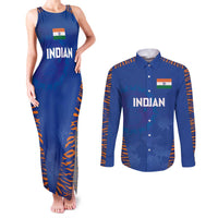 Custom Indian Bengal Tiger Cricket Couples Matching Tank Maxi Dress and Long Sleeve Button Shirt