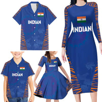 Custom Indian Bengal Tiger Cricket Family Matching Long Sleeve Bodycon Dress and Hawaiian Shirt