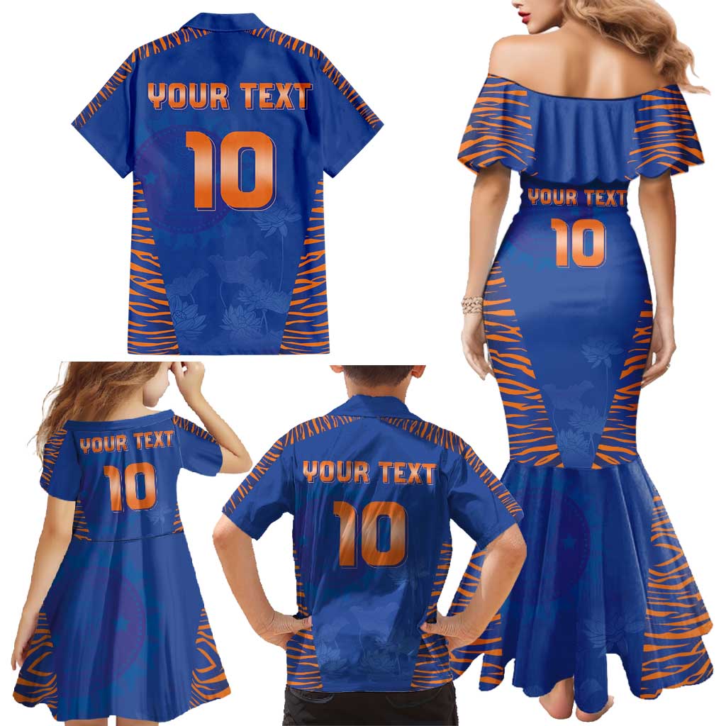 Custom Indian Bengal Tiger Cricket Family Matching Mermaid Dress and Hawaiian Shirt