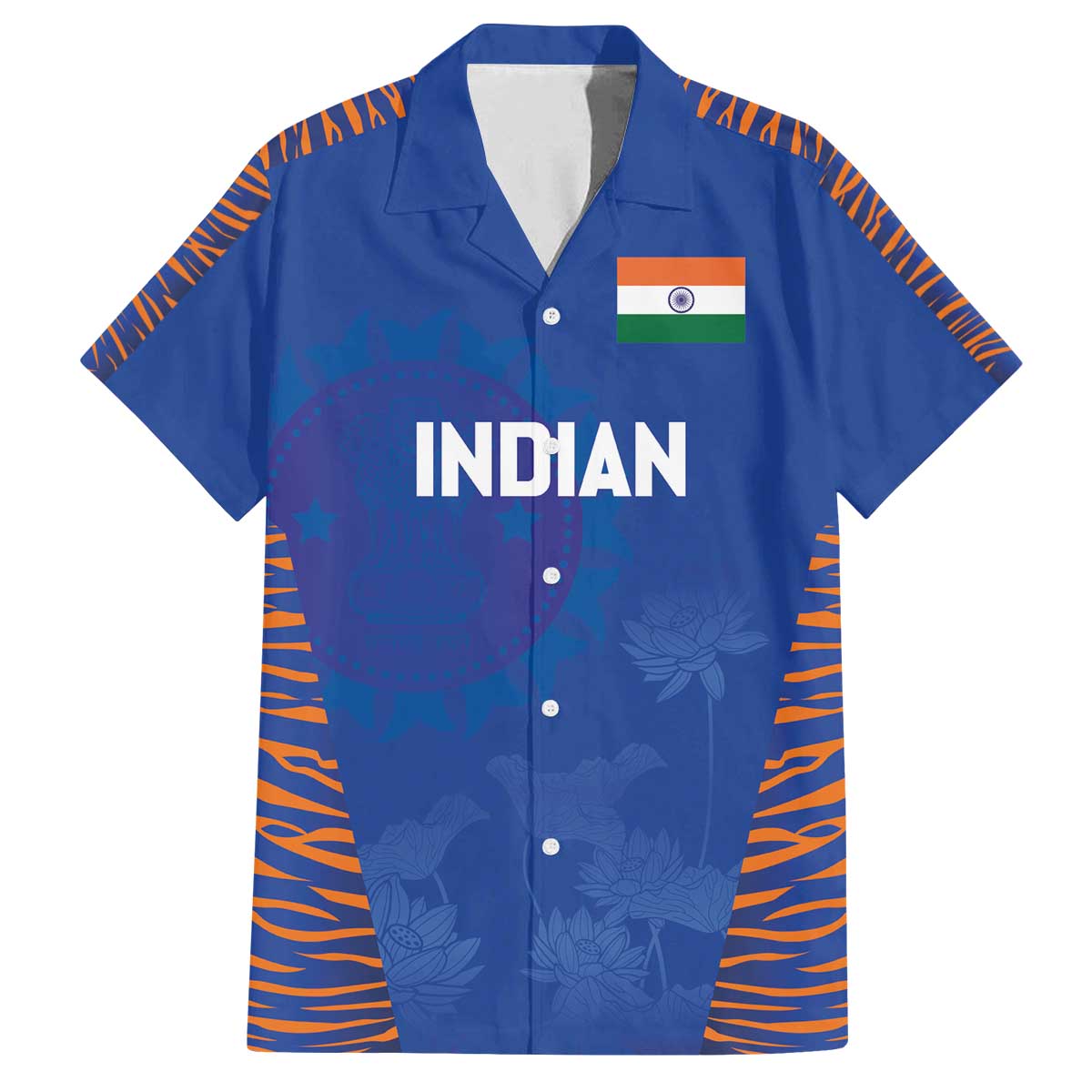 Custom Indian Bengal Tiger Cricket Family Matching Off The Shoulder Long Sleeve Dress and Hawaiian Shirt